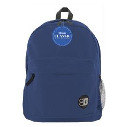 12 Wholesale 17" Navy Blue Classic Backpack