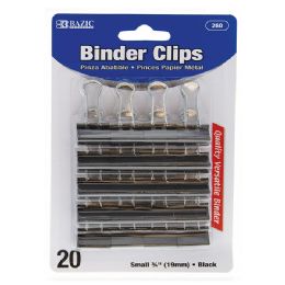 24 Wholesale Small 3/4" (19mm) Black Binder Clip (20/pack)