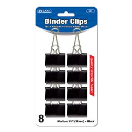 24 Wholesale Medium 1 1/4" (32mm) Black Binder Clip (8/pack)
