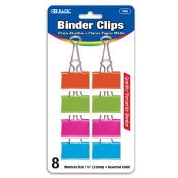 24 pieces Medium 1 1/4" (32mm) Assorted Color Binder Clip (8/pack) - Clipboards and Binders