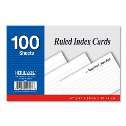 24 pieces 100 Ct. 4" X 6" Ruled White Index Card - Labels ,Cards and Index Cards