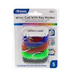 24 Wholesale Wrist Coil W/ Key Holder (5/pack)