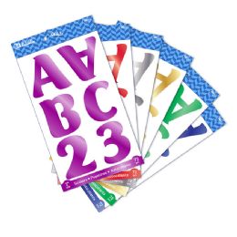24 Bulk 2" Metallic Color Alphabet & Numbers Stickers (72/pack)