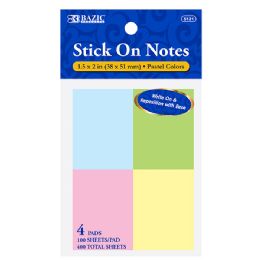 24 Wholesale 100 Ct. 1.5" X 2" Stick On Notes (4/pack)