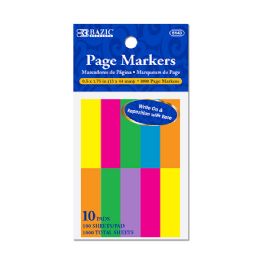 24 pieces 100 Ct. 0.5" X 1.75" Neon Page Markers (10/pack) - Sticky Note & Notepads