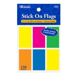 24 pieces 25 Ct. 1" X 1.7" Neon Color Standard Flags (6/pack) - Sticky Note & Notepads