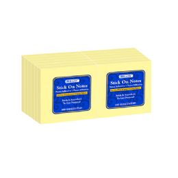 12 Wholesale 100 Ct. 3" X 3" Yellow Stick On Notes (12/shrink)