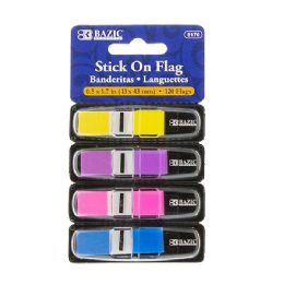 24 pieces 30 Ct. 0.5" X 1.7" Neon Color Coding Flags W/ Dispenser (4/pack) - Sticky Note & Notepads