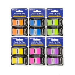 24 pieces 30 Ct. 1" X 1.7" Neon Color Standard Flags W/ Dispenser (2/pack) - Sticky Note & Notepads