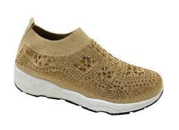 12 Wholesale Women Sneakers Gold Size 5 - 10 Assorted