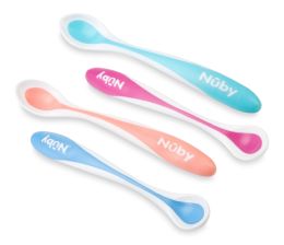 24 Bulk Nuby Soft Tip Hot Safe Spoons (4-Pk)