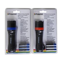 48 of Polaroid Flashlight 1 Pack 3 Mode Led Zoom With 3aaa Batteries Assorted Color
