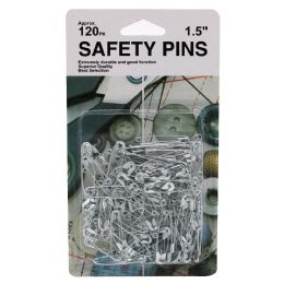 36 Wholesale Silver Metal Safety Pins 120 Count