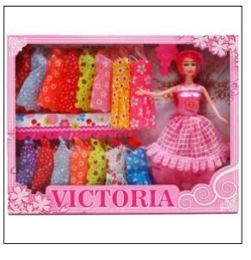 12 Pieces 11.5" Victoria Doll W/ Accss In Window Box, Assrt - Dolls