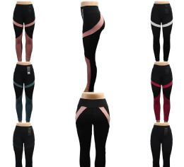 24 Wholesale Womens Two Tone Color High Waist Leggings Size L / xl