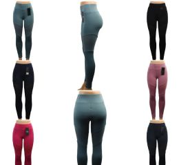 24 Pieces Womens Solid Color High Waist Leggings Size S / M - Womens Leggings
