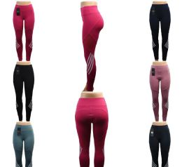 24 Wholesale Womens Four Stripe High Waist Leggings Size S / M