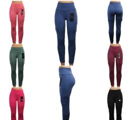 24 Wholesale Womens Four Pocket High Waist Leggings Size L / xl