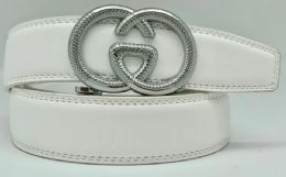 24 Pieces Leather Belts Color Silver White - Mens Belts