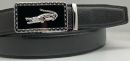 24 Pieces Leather Belts Color Silver Black - Mens Belts