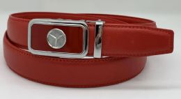 24 Pieces Leather Belts Color Silver Red - Mens Belts