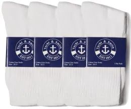 Yacht & Smith King Size Mens Cotton White Crew Socks, Sock Size 13-16