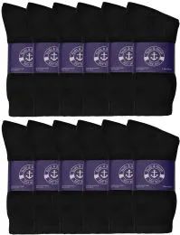Yacht & Smith King Size Mens Cotton Black Crew Socks, Sock Size 13-16