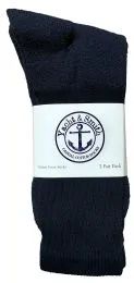 36 Wholesale Yacht & Smith Men's King Size Cotton Crew Socks Navy Size 13-16