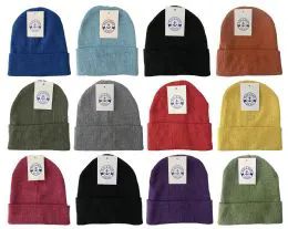 Yacht & Smith Kids Winter Beanie Hat Assorted Colors Bulk Pack Warm Acrylic Cap (12 Pack Kids Bright Beanies)