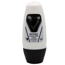6 Pieces Rexona Roll On 50ml Invisible Clothes Black And White For Men - Deodorant