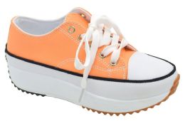 12 Wholesale Women Sneakers Orange Size 5 - 10 Assorted