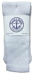 36 Wholesale Yacht & Smith Women's Cotton Tube Socks, Referee Style, Size 9-15 Solid White