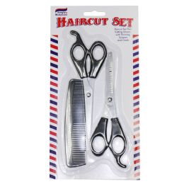 48 Wholesale Hair Hair Dresser Set 3 Piece Set 2 Scissors And 1 Comb