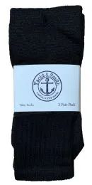 48 Wholesale Yacht & Smith Kids 17 Inch Cotton Tube Socks Solid Black Size 6-8