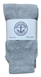 300 Pairs Yacht & Smith Kids Solid Tube Socks Size 6-8 Gray - Kids Socks for Homeless and Charity