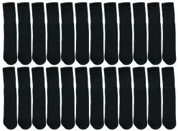 48 Wholesale Yacht & Smith Kids Black Solid Tube Socks Size 4-6
