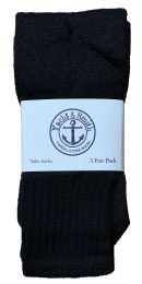 120 Wholesale Yacht & Smith Kids Black Solid Tube Socks Size 4-6