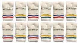 72 Wholesale Yacht & Smith Kids Cotton Tube Socks White With Stripes Size 4-6 Bulk Pack
