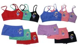 48 Wholesale Girl's Seamless Bra + Boxer Set Size L