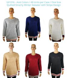 48 Wholesale Womens Strechy Winter Sweaters Assorted Color -- Size Assorted