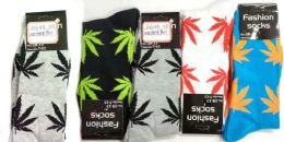 60 of Mens' Marijuana Assorted Color Crew Sock
