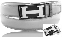 24 Wholesale Belts For Mens Color White Silver