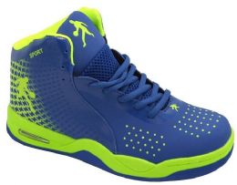 12 Wholesale High Upper Basketball Shoes Sneakers Men Breathable Sports Shoes In Blue Green