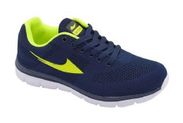12 Wholesale Men's Air Cushion Sport Running Shoes Casual Athletic Tennis Sneakers In Navy Green