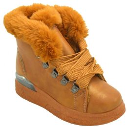 12 Bulk Women's Fur Lined Booties Anti Slip Ankle Boots Winter Sneakers
