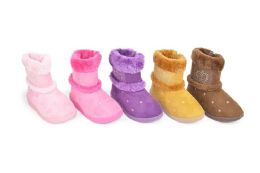 12 Pairs Girls Hipster Pull On Boot Crown Printed - Girls Boots