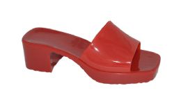 12 Wholesale Women's Chunky Mid Heel Platform Sandals For Women In Red