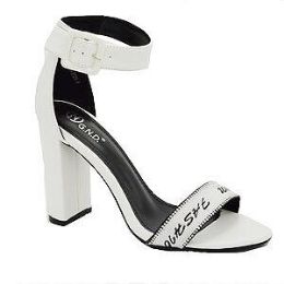 12 Wholesale Women's Open Toe High Chunky With Strap Dress Heel Sandals In White