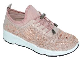 12 of Womens Sneakers Breathable Trainers Lace Up Fashion Rhinestone Mesh Running Shoes In Pink