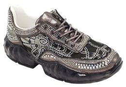 12 Wholesale Women Sneakers Pewter Size 5 - 10 Assorted